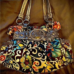Kathy Van Zeeland paisley corsette shoulder satchel